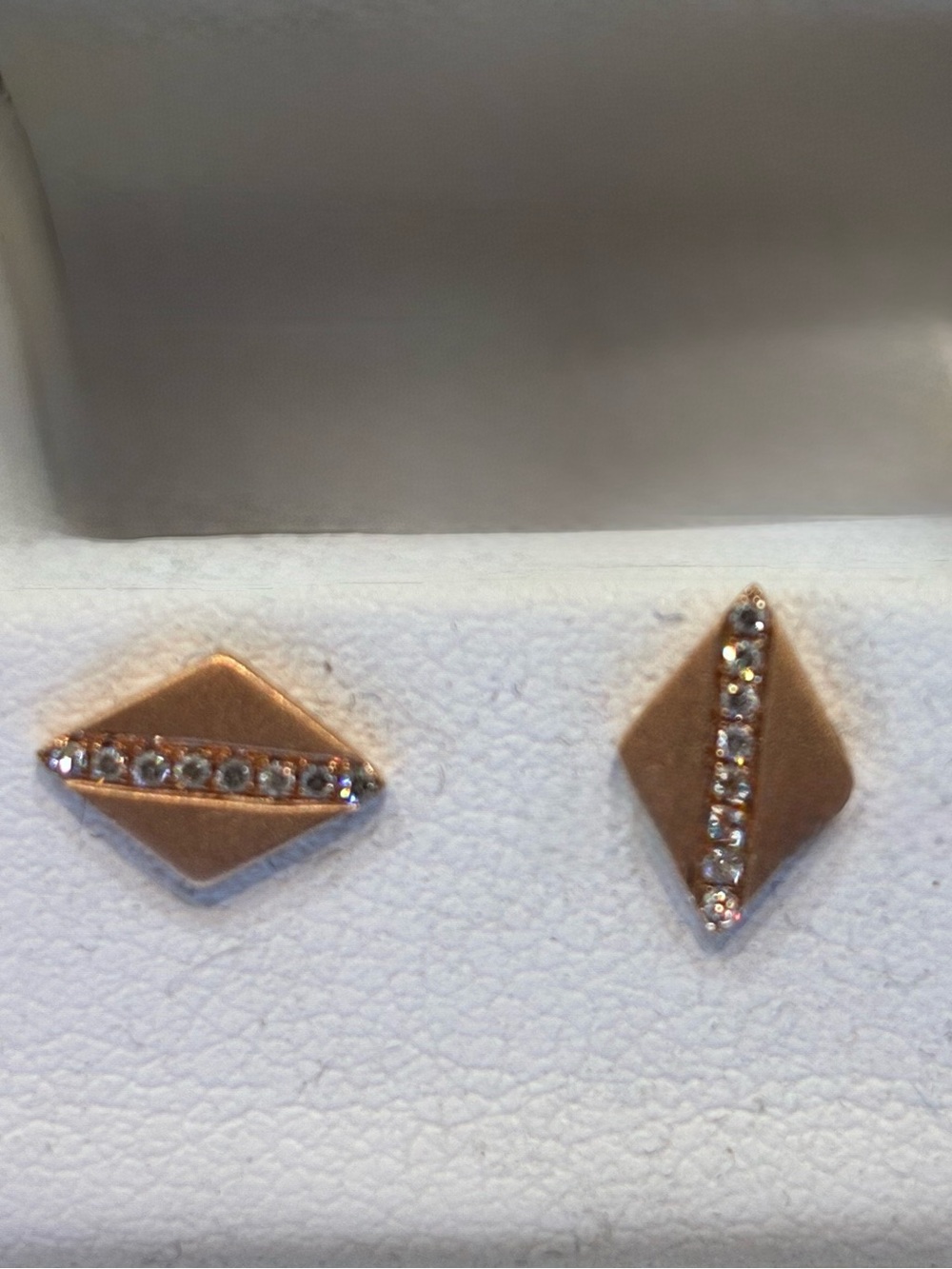 Luxury Stylist Curated | 14k Rose Gold Diamond-Accented Geometric Stud Earrings